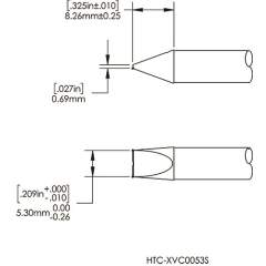METCAL HCV-9VG0053S. Картридж-наконечник для СV/MX-HTD, клин с выемкой, 5.3х8.3мм (замена HTC-9VC0053S)