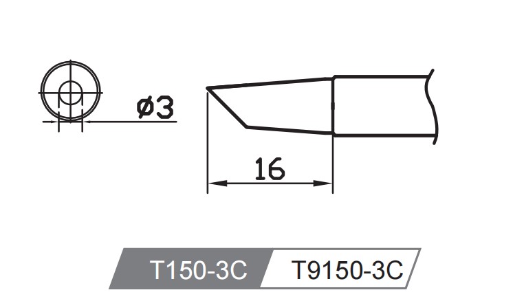 Atten T150-3C. Картридж-наконечник для GT-Y150, косой срез 3.0 х 16мм