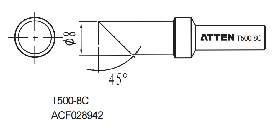 Atten T500-8C. Наконечник для ST-1503, косой срез 8.0мм