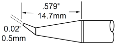METCAL SCP-CNB05. Картридж-наконечник для MFR-H1, конус изогнутый удлиненный 0.5х14.7мм