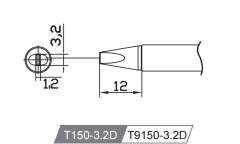 Atten T150-3.2D. Картридж-наконечник для GT-Y150, клиновидный 3.2 х 12мм
