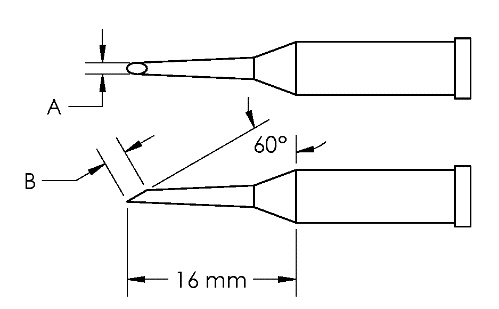 METCAL GT4-HF6010S. Наконечник GT4, миниволна, 1.0X16.0MM, 60град.