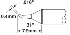 METCAL STTC-526. Картридж-наконечник для MX, конус тонкий изогнутый 30° 0.4х7.9мм