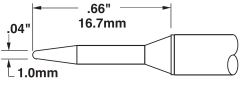 METCAL STTC-007. Картридж-наконечник для MX, конус удлиненный 1.0х16.7мм