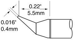 METCAL UFTC-7CNB04. Картридж-наконечник для MX-UF, конус изогнутый, 0.4х5.5мм