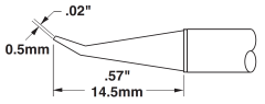 METCAL STTC-544. Картридж-наконечник для MX, конус удлиненный изогнутый 30° 0.5х14.5мм