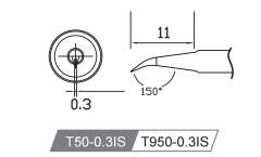Atten T50-0.3iS. Картридж-наконечник для GT-Y50, конус изогнутый 0.3 х 11мм