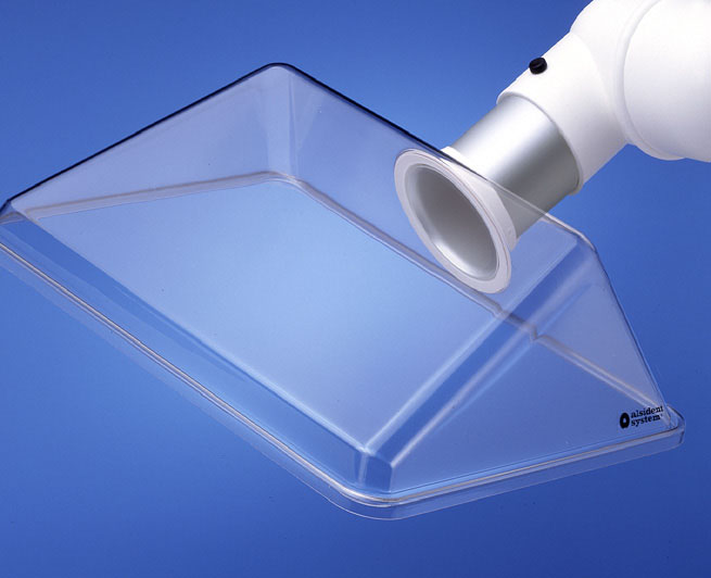 Alsident 1-754232-5. Раструб дымоприемника прозрачный 420х320 мм, белый фланец