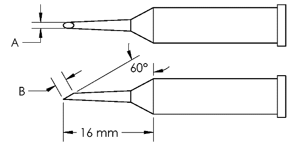 METCAL GT6-HF6010S. Наконечник GT6, миниволна, 1.0x16.0MM, 60град.