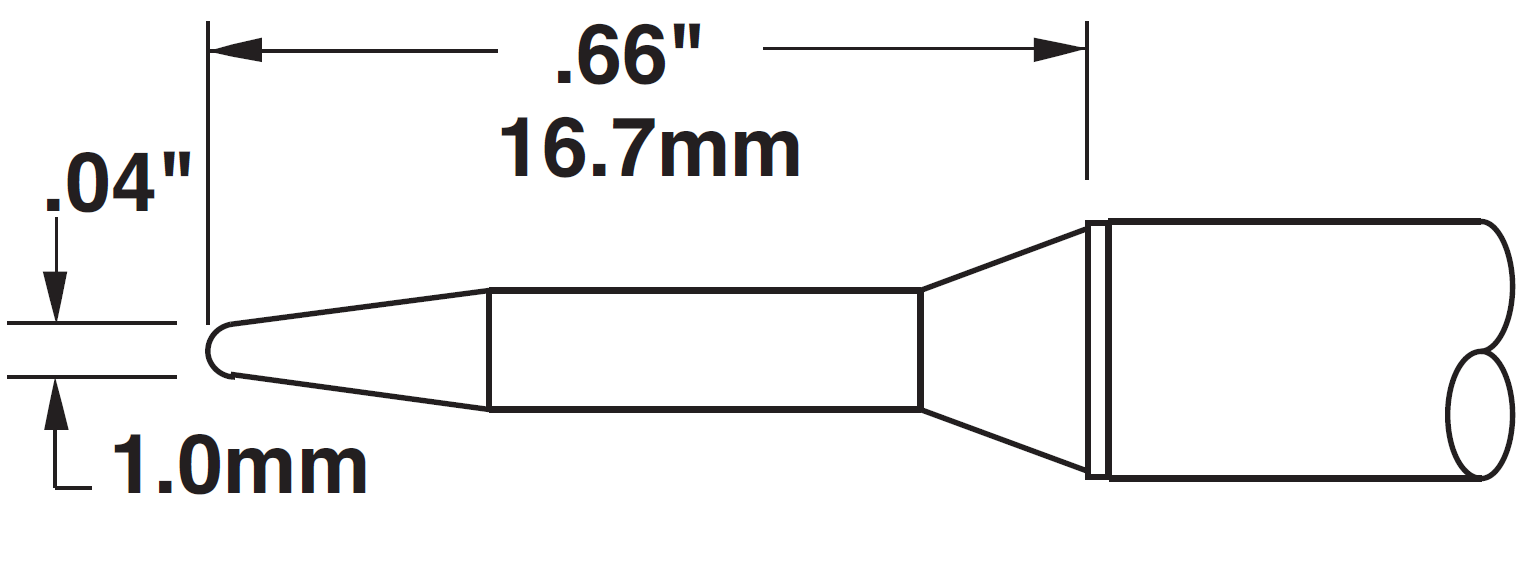 METCAL STTC-807. Картридж-наконечник для MX, конус удлиненный 1мм
