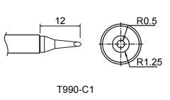 Atten T990-C1. Картридж-наконечник для ST-909, косой срез 1.0 x 12мм 30 град.