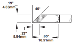 METCAL SMTC-1173. Картридж-наконечник для MX, ножевидный, заточка 6мм, 4.8х16.51мм