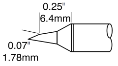 METCAL CVC-5BV6018P. Картридж-наконечник для СV/MX, скос 60° 1.78х6.4мм (замена STTC-547P)