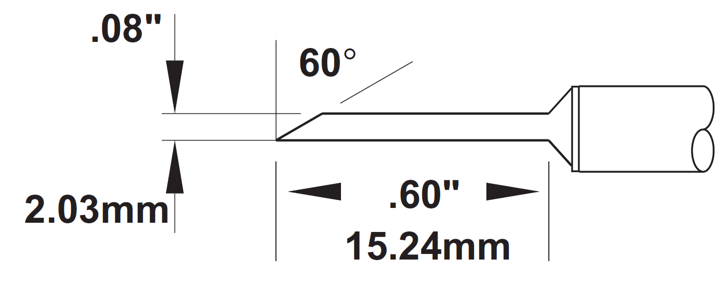 METCAL SMTC-1169. Картридж-наконечник для MX, миниволна 2.00х15.24мм