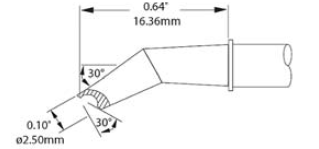 METCAL SMTC-0183. Картридж-наконечник для MX, миниволна с углублением изогнутая 2.5х16.36мм
