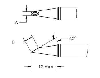METCAL GTC-HF6030V. Картридж-наконечник GTC, миниволна, вогнут. 3.0X12.0MM, 60град.