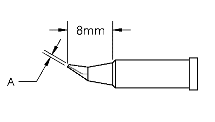 METCAL GT4-CN0002R. Наконечник GT4, конус, изогн. 0.2X8.0MM