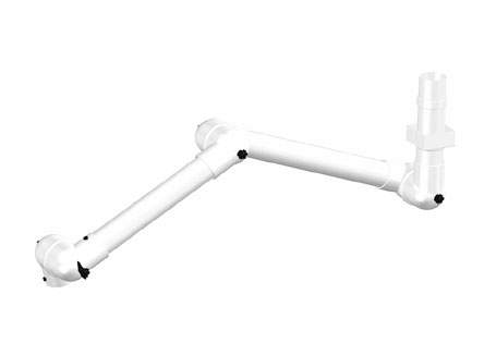 Alsident 75-6555-3-7-5. Дымоприемник 3- секционный 75-650-550мм, PP, белый потолочный (без раструба)