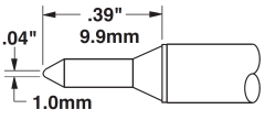 METCAL CVC-8CN0010S. Картридж-наконечник для СV/MX, конус тонкий 1.0х9.9мм (замена STTC-831V1)