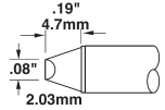 METCAL CVC-5CH0020S. Картридж-наконечник для СV/MX, клин 45° 2.00х4.7мм (замена STTC-514)