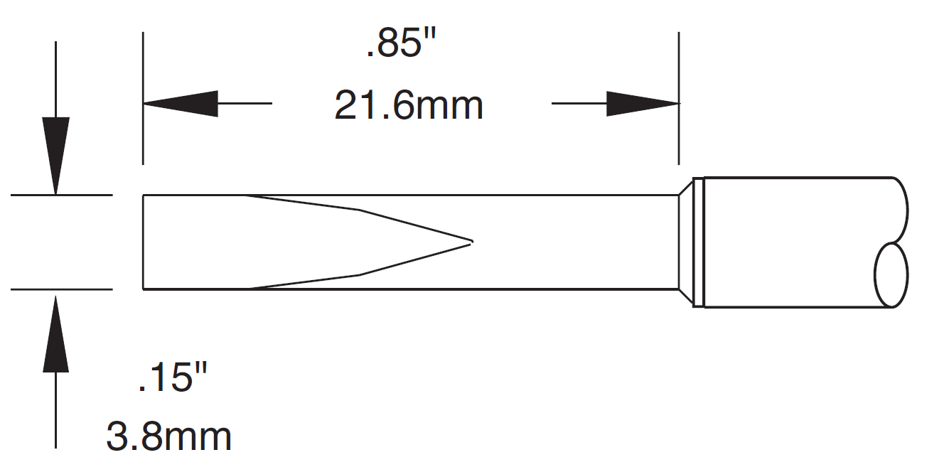 METCAL STTC-820. Картридж-наконечник для MX, клин 12° 3.8х21.6мм