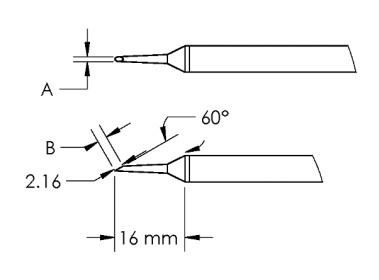METCAL GTC-HF6020S. Картридж-наконечник GTC, миниволна, 2.0X16.0MM, 60град.