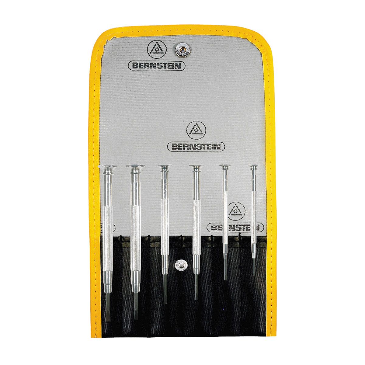 Bernstein 4-379. Набор часовых металлических отвёрток в пластиковом кейсе (6 отверток - плоские  1,0, 1,5, 2,0, 2,5, 3,0, 3,5 мм)