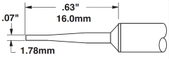 METCAL CVC-6CH0018A. Картридж-наконечник для СV/MX, клин удлиненный, 60° 1.78х16.0мм (замена STTC-042)