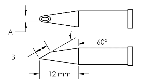 METCAL GT4-HF6030V. Наконечник GT4, миниволна, вогнут. 3.0X12.0MM, 60град.