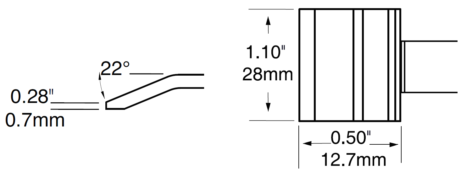 METCAL PTC-6BL1328R. Картриджи-наконечники для CV/MX-PTZ, шпатель изогнутый, 28х12.7мм (комплект) (замена PTTC-607)