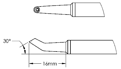 METCAL GTC-HF3025V. Картридж-наконечник GTC, миниволна, вогнут. изогн. RCH, 2.5X16.0MM, 30град.