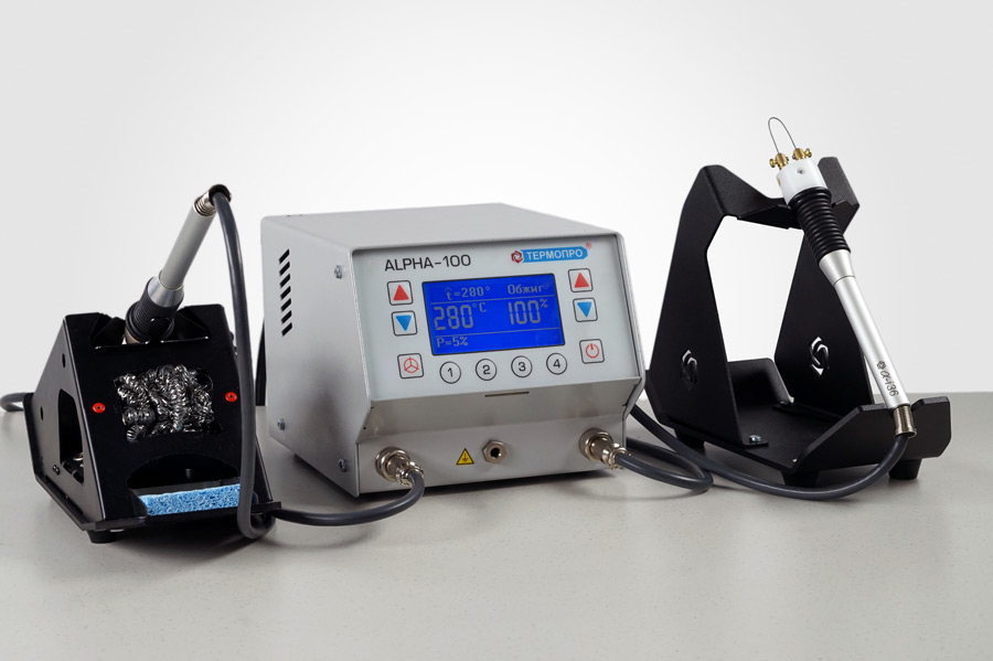 Термопро АЛЬФА102АТ-М36А. Паяльная станция АЛЬФА102АТ-М36А с паяльником 100Вт и обжигалкой