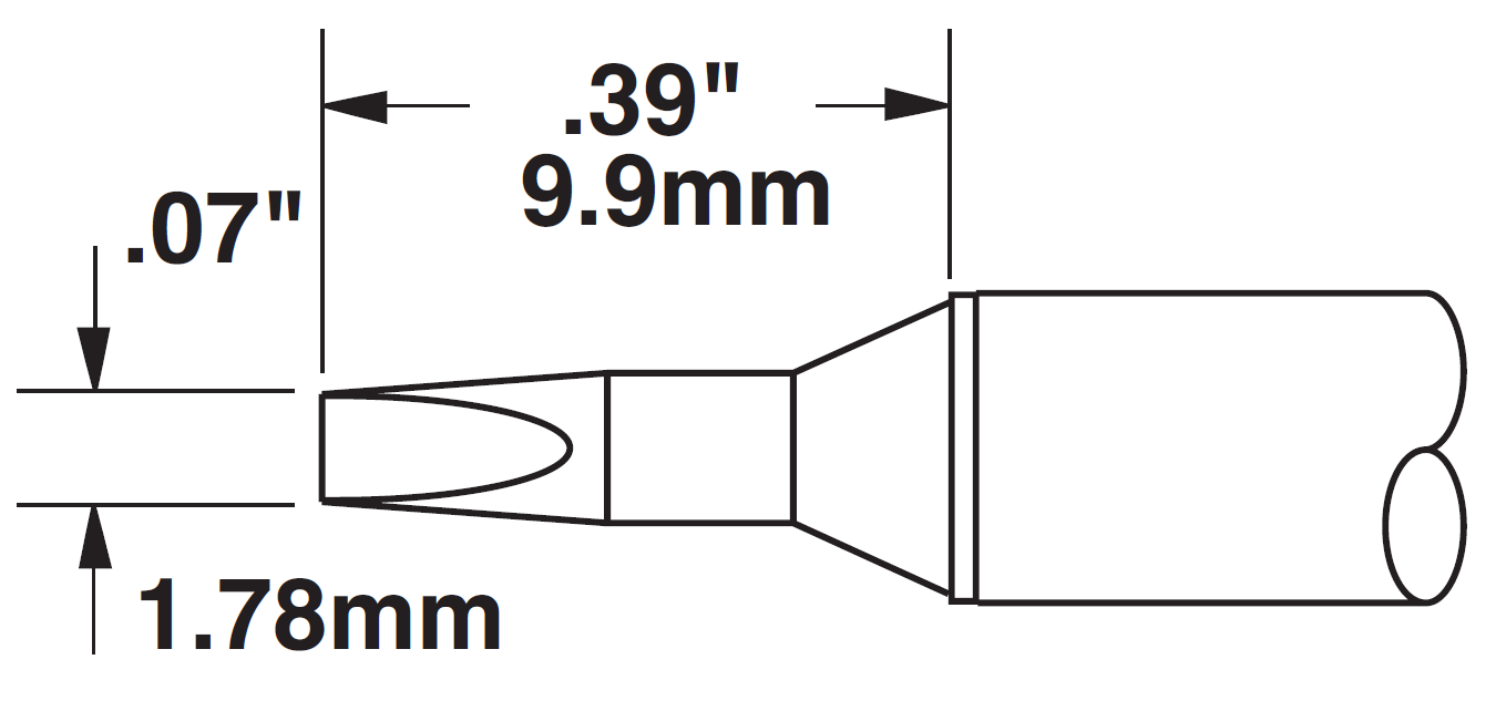 METCAL CVC-6CH0018S. Картридж-наконечник для СV/MX, клин 1.78х9.9мм (замена STTC-037)