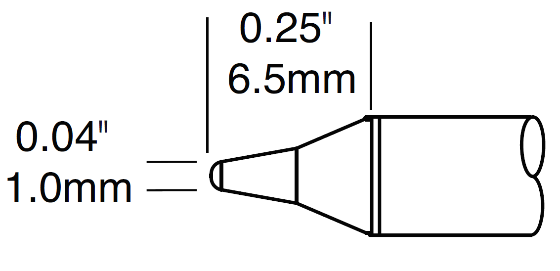 METCAL STTC-101P. Картридж-наконечник для MX, конус 1.0х6.5мм