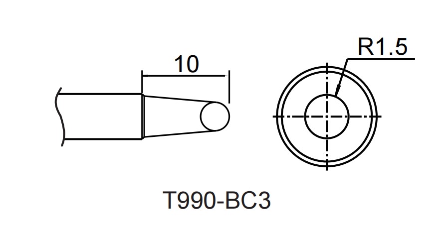 Atten T990-BC3. Картридж-наконечник для ST-909, косой срез 3.0 x 10 мм