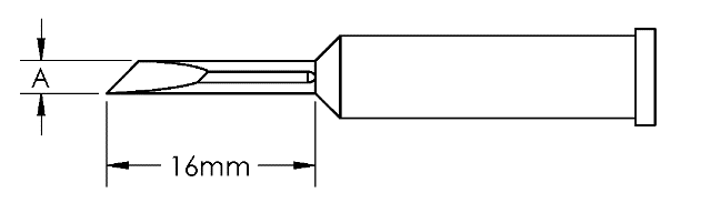 METCAL GT6-KN0025S. Наконечник GT6, ножевидный, 2.5X16.0MM, 45град.