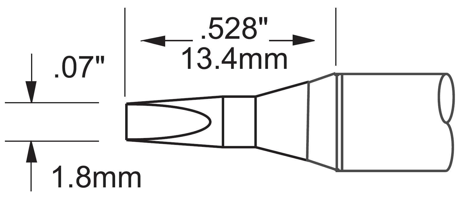 METCAL SFV-CH18AR. Наконечник для PS900, клин удлиненный 1,8х13.4мм