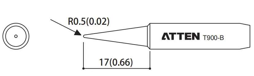 Atten T900-B. Наконечник для ST-60/80/965, конус 1.0 х 17мм