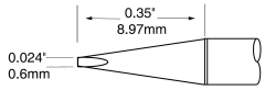 METCAL UFTC-7CHL06. Картридж-наконечник для MX-UF, клин удлиненный, 0.6х9.0мм