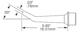 METCAL SMC-6HK0008S. Картридж-наконечник для СV/MX, конус изогнутый, 0.76х16.51мм (замена SMTC-0171)