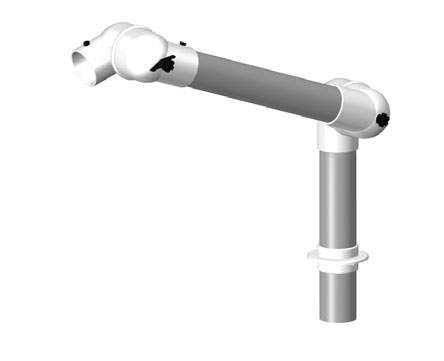 Alsident 75-45-1-5. Дымоприемник 2- секционный 75-350-450мм белый настольный (без раструба)