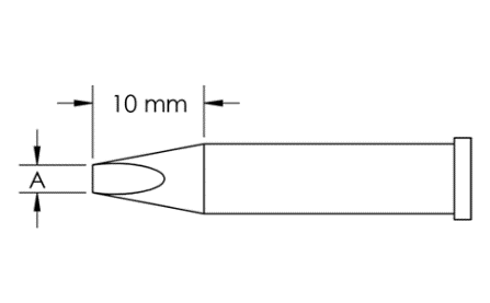 METCAL GT6-CH0010S. Наконечник GT6, клин, 1.0X10.0MM, 40град.