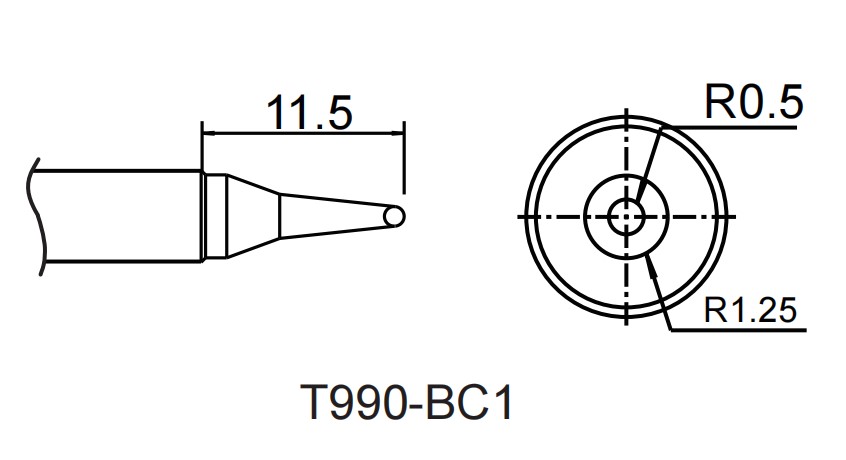 Atten T990-BC1. Картридж-наконечник для ST-909, косой срез 1.0 x 11.5 мм