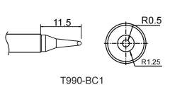 Atten T990-BC1. Картридж-наконечник для ST-909, косой срез 1.0 x 11.5 мм