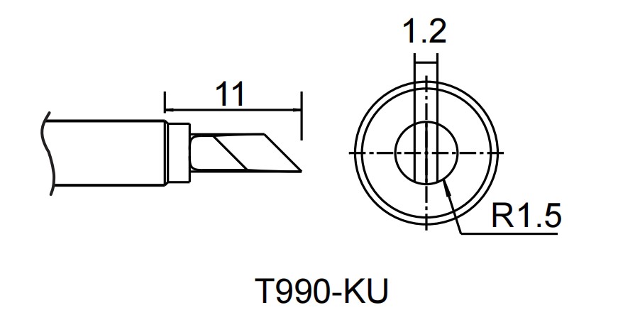 Atten T990-KU. Картридж-наконечник для ST-909, ножевидный 3.0 x 11 мм