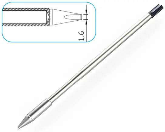 Atten T9130-1.6D. Картридж-наконечник для ST-1509, клиновидный 1.6 х 10мм