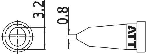 Atten T800-3.2D. Наконечник для ST-100, клиновидный 3.2мм