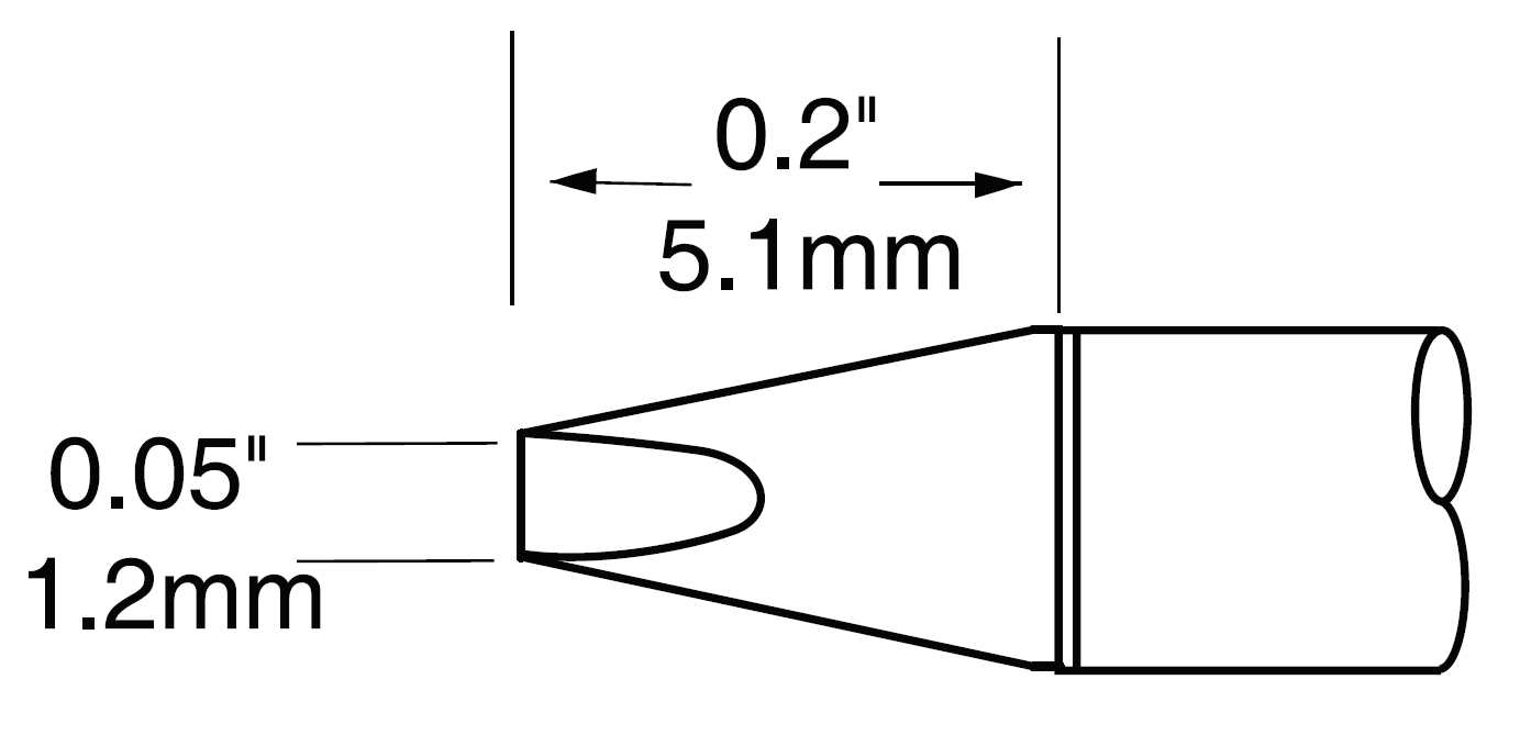 METCAL UFTC-7CH12. Картридж-наконечник для MX-UF, клин, 1.2х5.0мм