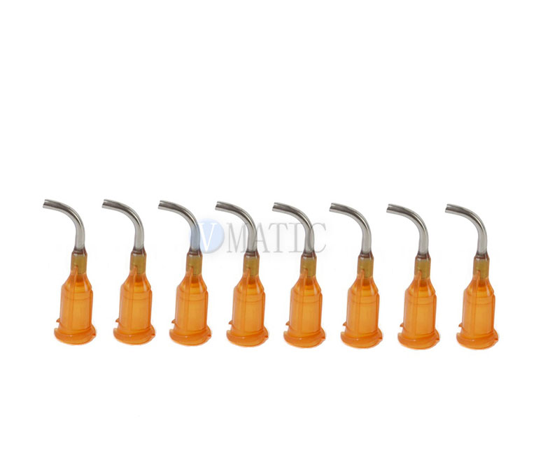 VMATIC VCW1505090. Наконечник дозатора TE 15G X 1/2" AMBER BENT 90 DEG DIAM 1.36 x 1.80MM (QTY=50)