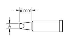 METCAL GT4-CH0025P. Наконечник GT4, клин, PWR, 2.5X6.0MM, 60град.